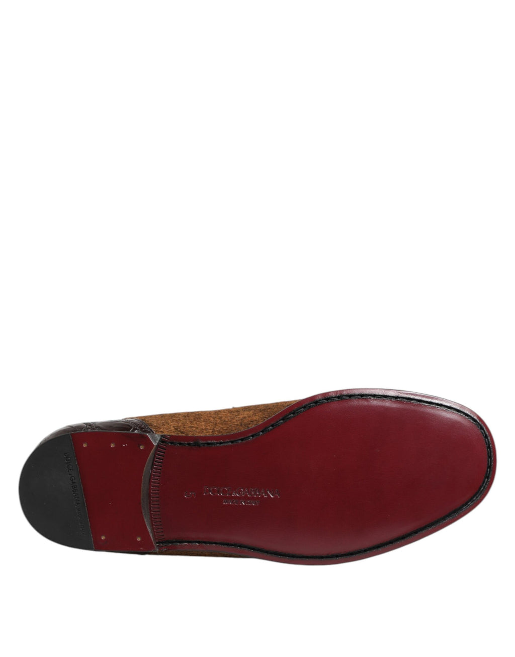 Mocassins en cuir marron Dolce & Gabbana pour hommes, chaussures élégantes à enfiler pour occasions formelles.