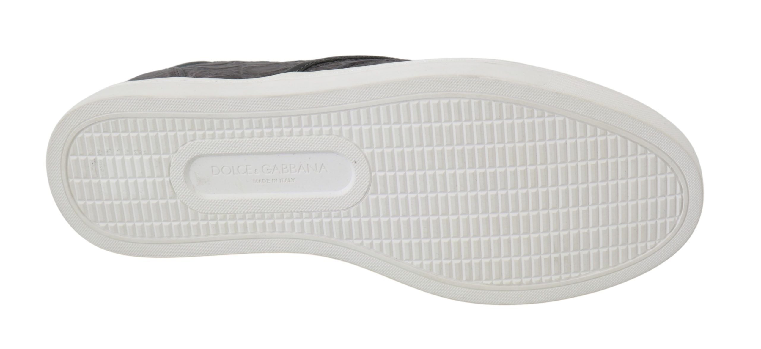 Chaussures mocassins pour homme Dolce & Gabbana en cuir gris avec motif caïman, chaussures plates élégantes.