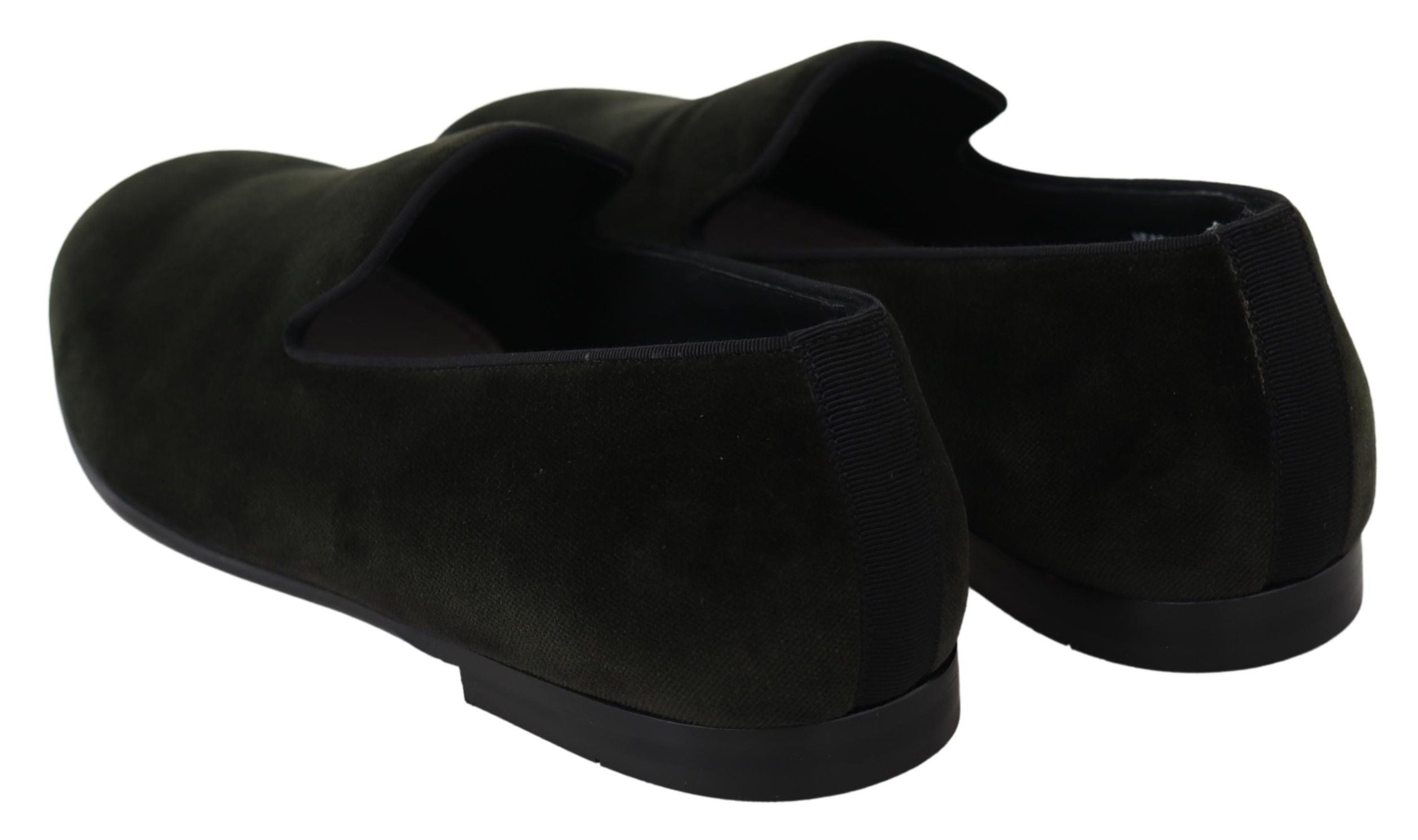 Mocassins homme en velours vert Dolce & Gabbana, chaussons slip-on élégants et confortables pour homme.