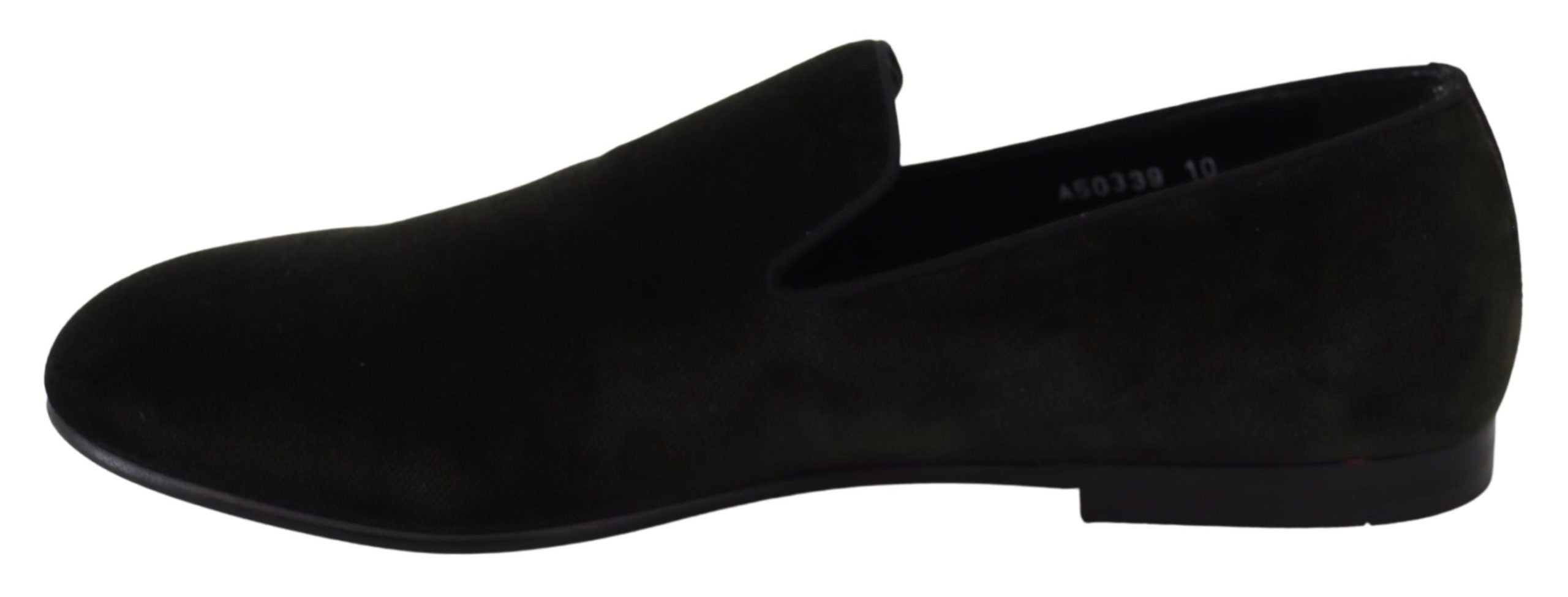 Chaussures mocassins pour hommes Dolce & Gabbana en velours vert, style slip-on élégant et confortable.