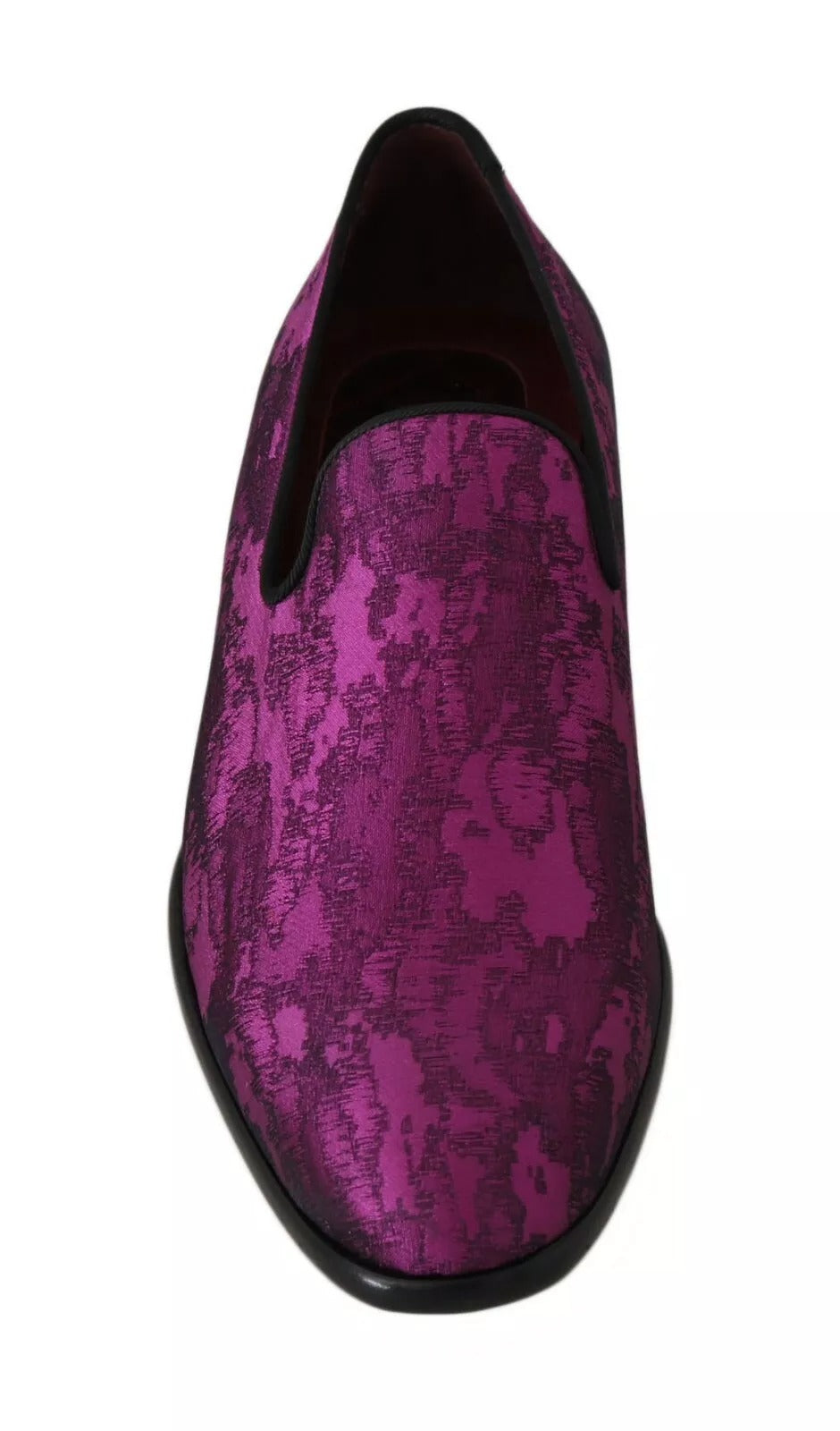Chaussures formelles Dolce & Gabbana en jacquard violet, mocassins élégants pour homme ou femme.
