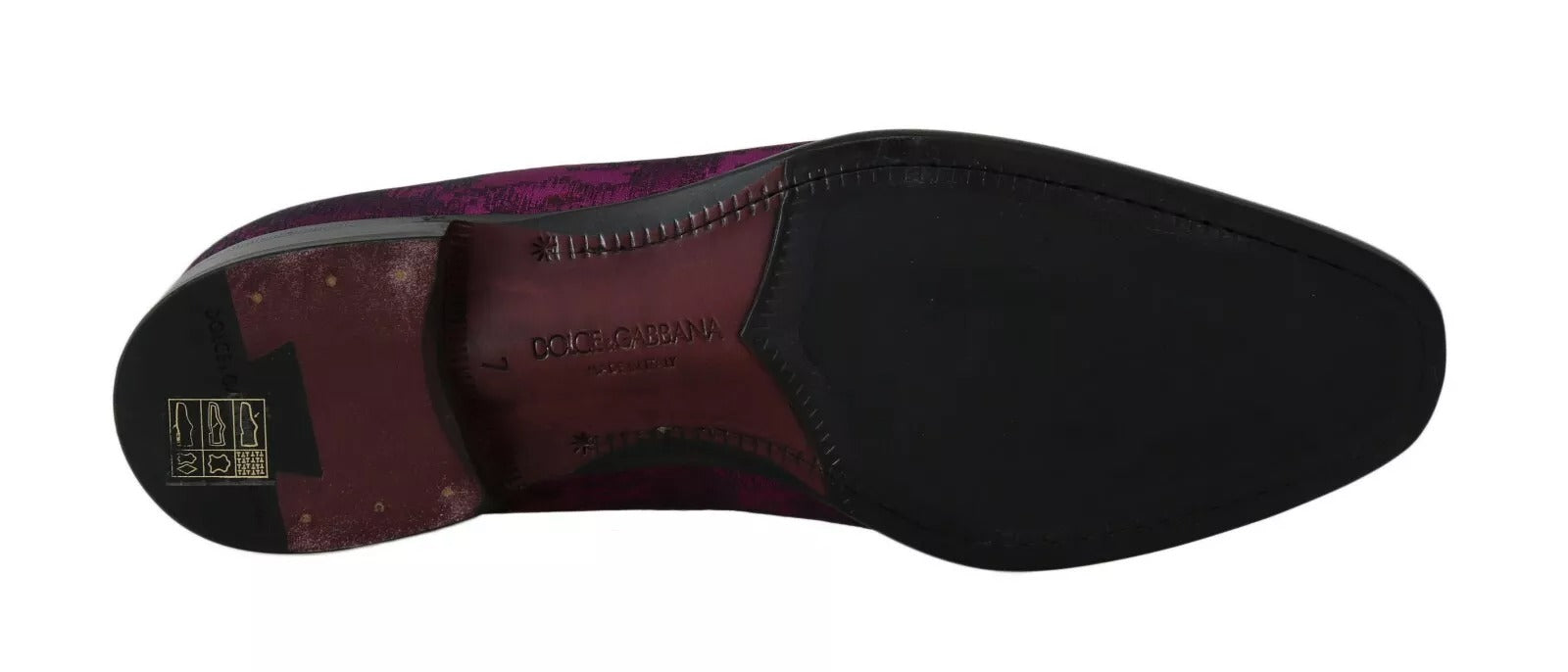 Chaussures formelles Dolce & Gabbana en jacquard violet pour hommes, mocassins élégants et sophistiqués.