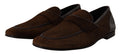 Chaussures Dolce & Gabbana mocassins en cuir marron pour femme, style décontracté avec semelle glissante.