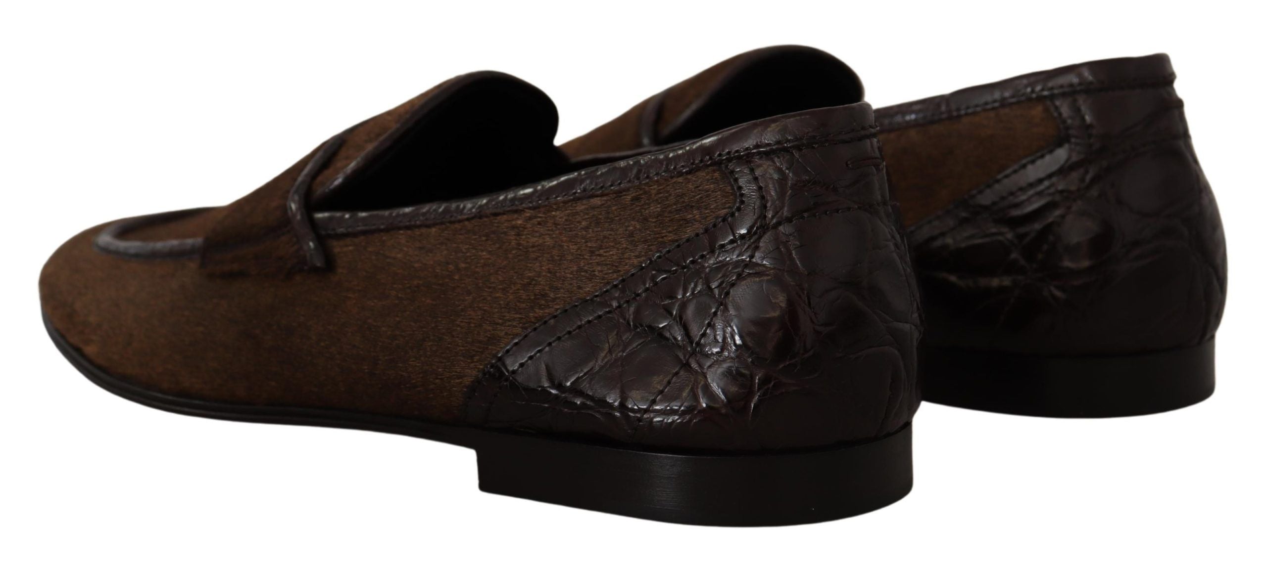 Chaussures Dolce & Gabbana mocassins en cuir marron pour femme, style élégant avec semelle en cuir et design classique.