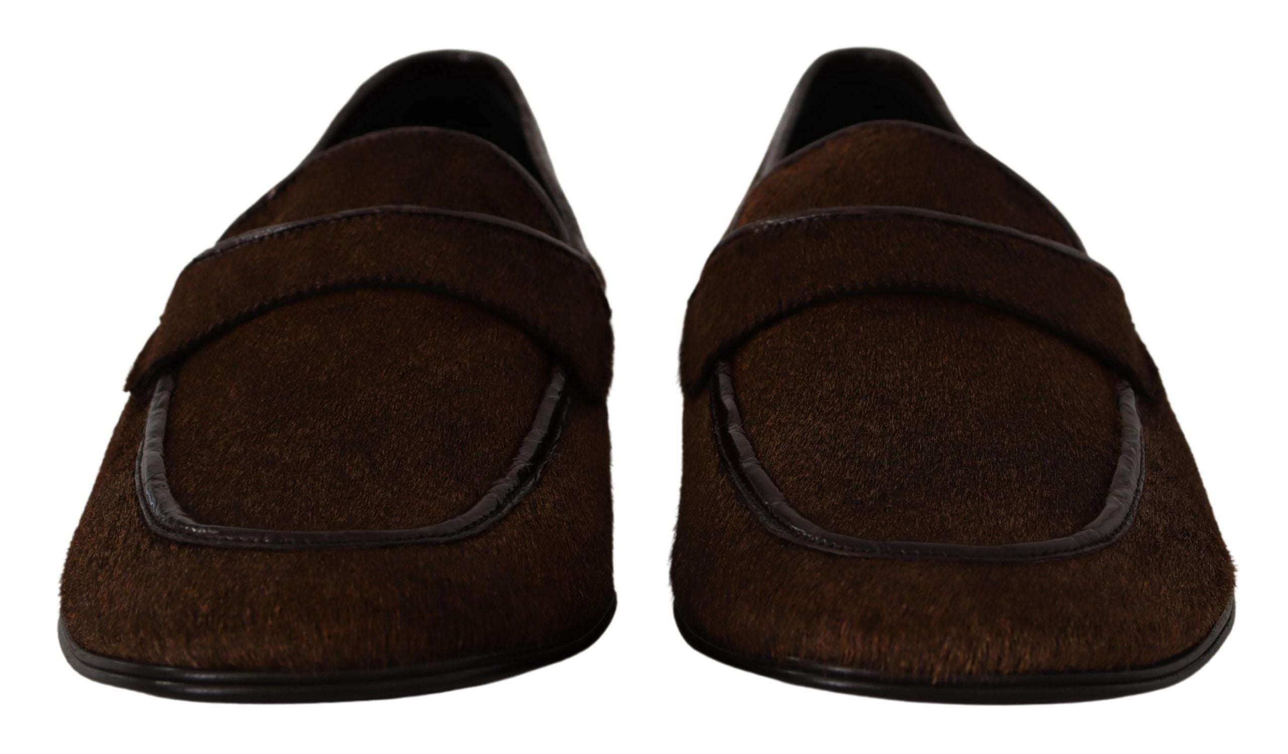 Chaussures Dolce & Gabbana mocassins en cuir marron pour femme, style habillé et slip-on, visibles sur l'image 1945857.