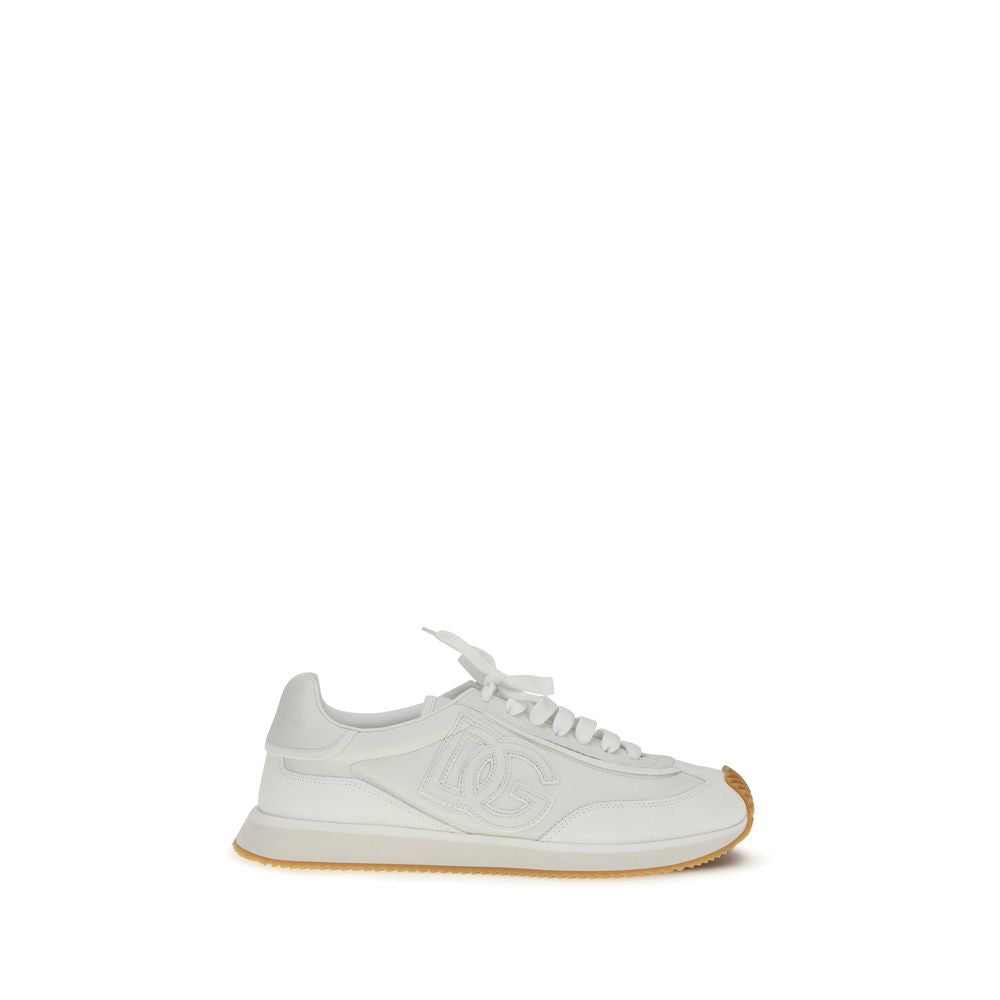 Chaussures de sport blanches Dolce & Gabbana Bos Taurus en cuir de veau, style athlétique et moderne.