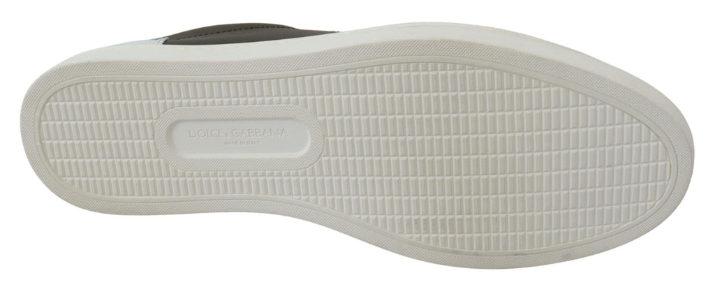 Chaussures sneakers basses en cuir blanc et vert de Dolce & Gabbana, style décontracté et tendance.