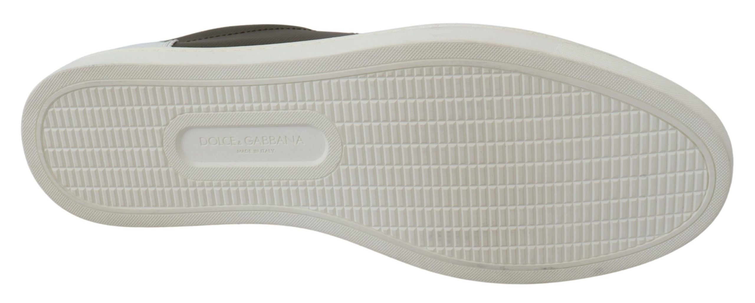 Chaussures sneakers basses en cuir blanc et vert de Dolce & Gabbana, style décontracté et tendance.