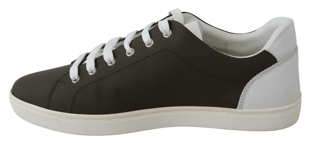 Chaussures sneakers basses Dolce & Gabbana en cuir blanc et vert, chaussures de sport élégantes pour hommes
