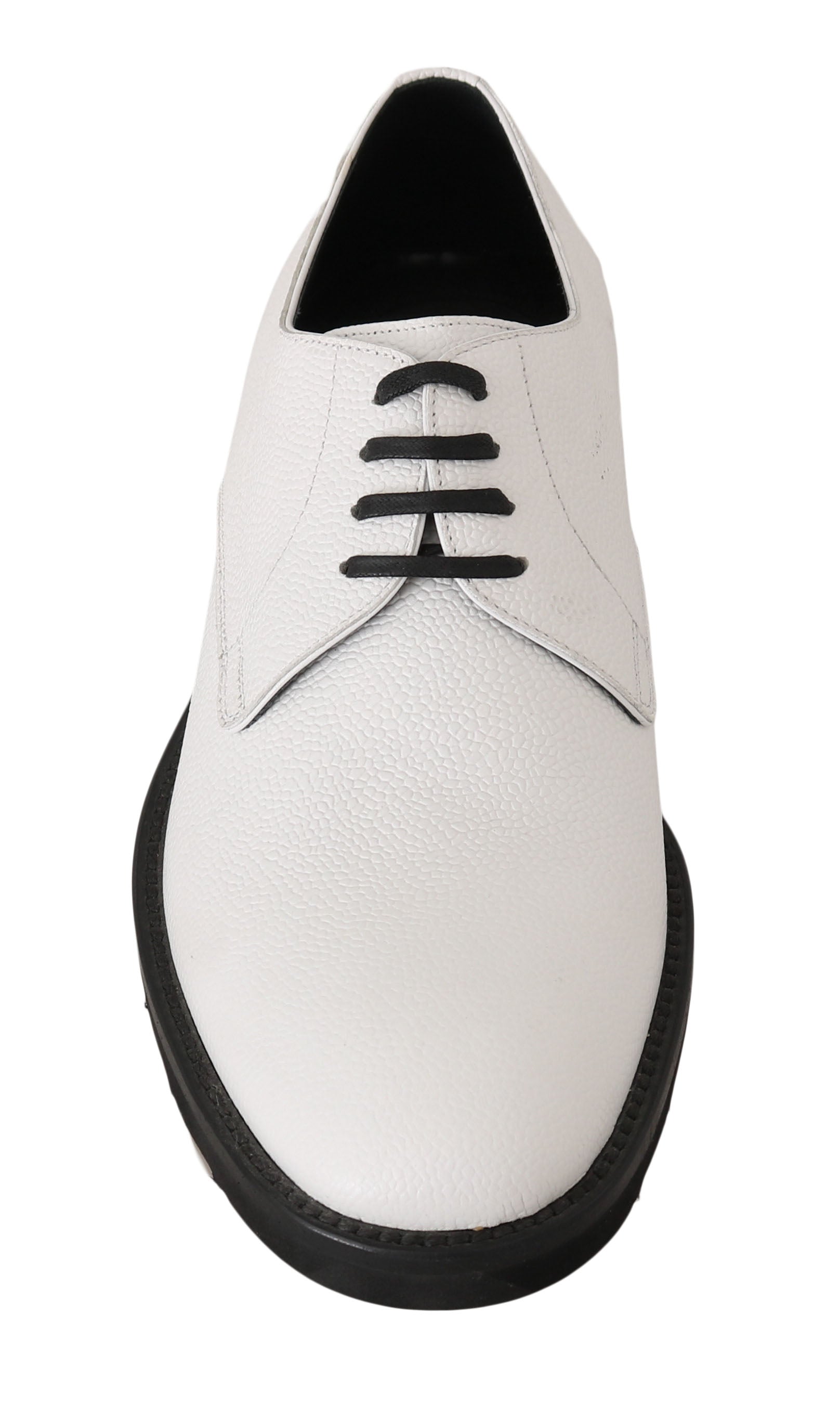 Chaussures derby en cuir blanc Dolce & Gabbana pour homme, chaussures formelles élégantes et sophistiquées.