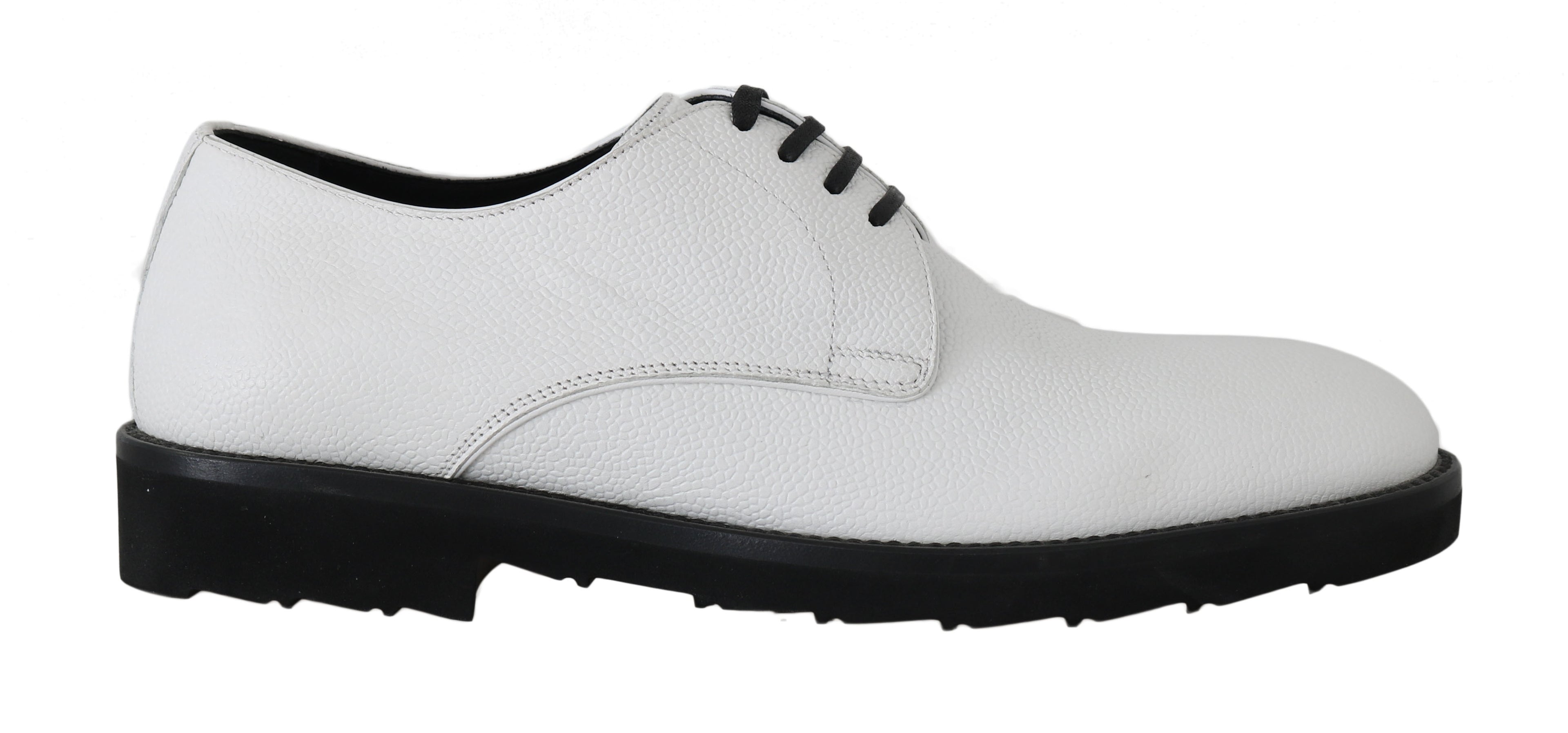 Chaussures Derby en cuir blanc Dolce & Gabbana pour homme, chaussures formelles élégantes, vue de face.