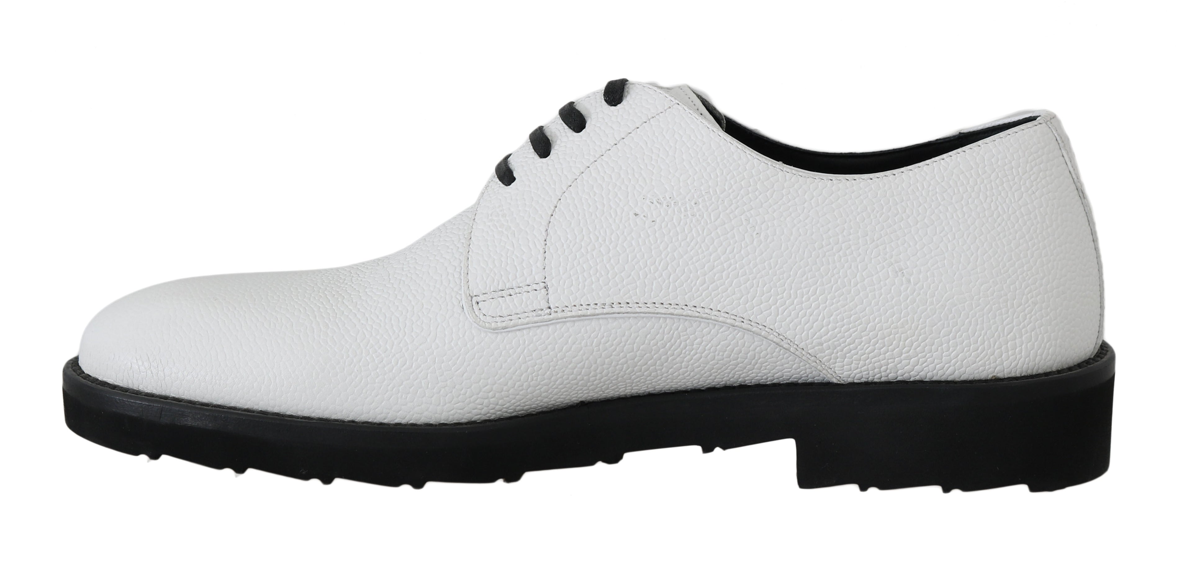 Chaussures derby en cuir blanc Dolce & Gabbana pour homme, chaussures de ville formelles élégantes et sophistiquées.