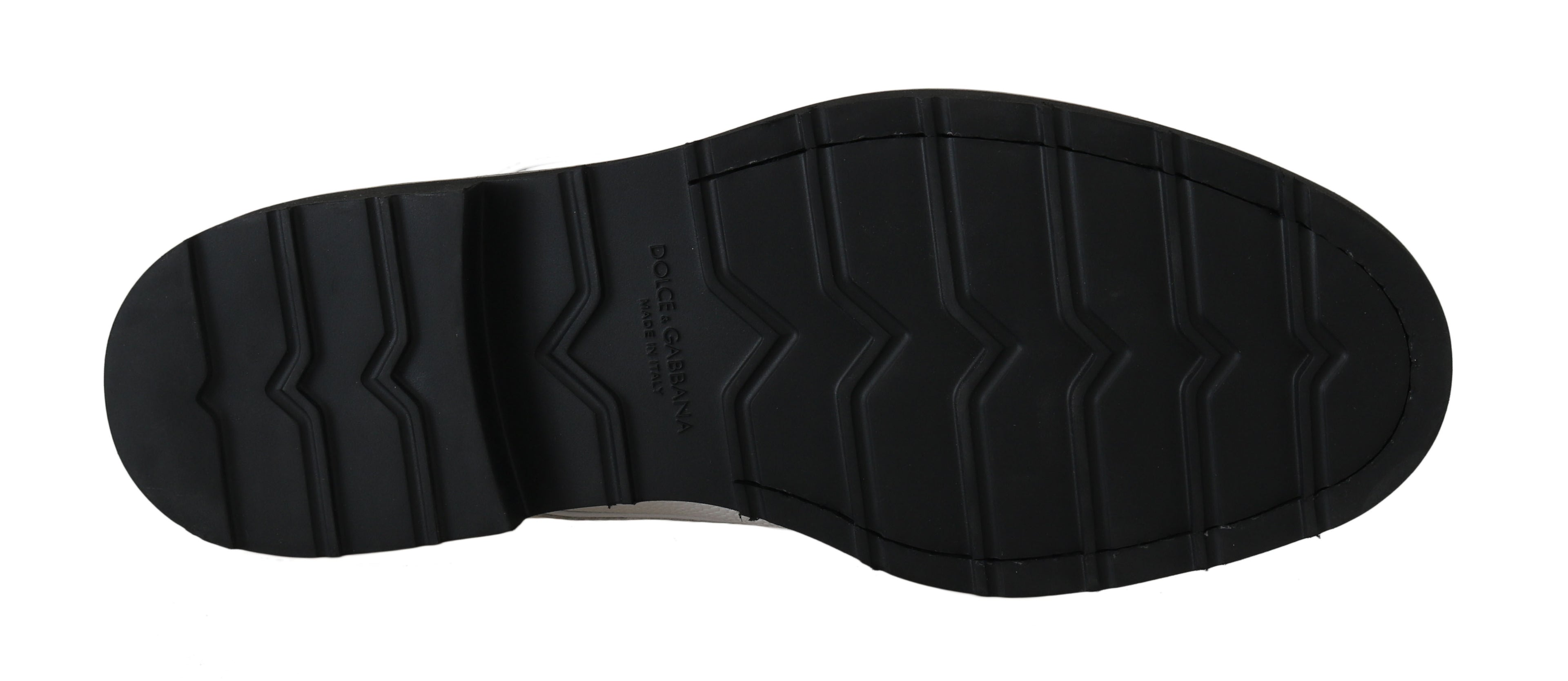 Chaussures Derby habillées en cuir blanc de Dolce & Gabbana, chaussures formelles élégantes pour homme.