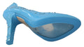 Chaussures à talons Dolce & Gabbana Cinderella en cristal bleu avec motifs floraux.