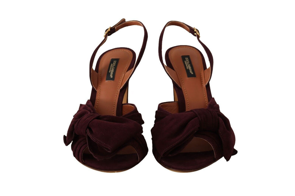 Sandales en daim violet foncé à bride à la cheville de Dolce & Gabbana, chaussures élégantes pour femmes