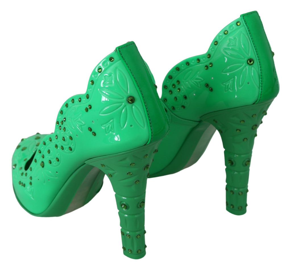 Escarpins Dolce & Gabbana verticaux en cristal floral CINDERELLA avec talons élégants et détails raffinés.