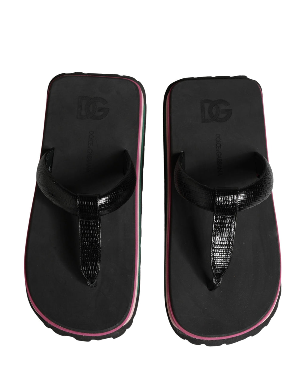 Sandales à semelles épaisses en caoutchouc multicolores de Dolce & Gabbana, chaussures de style flip-flop pour femme.