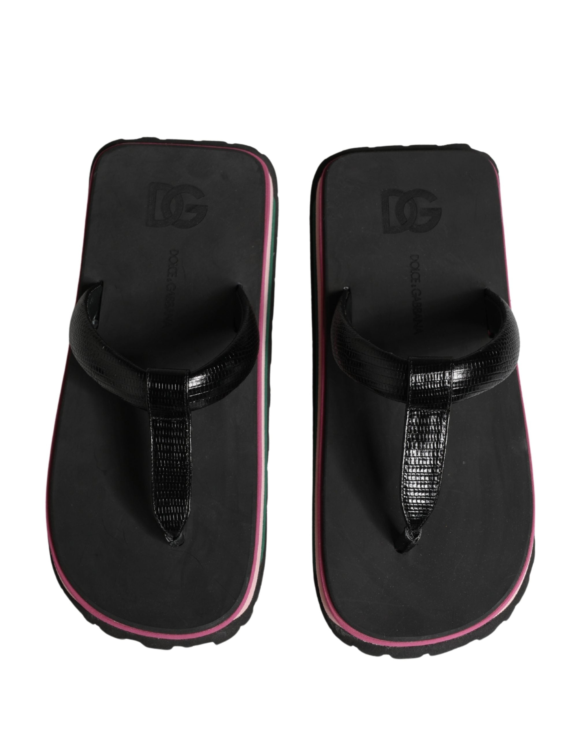 Sandales à semelles épaisses en caoutchouc multicolores de Dolce & Gabbana, chaussures de style flip-flop pour femme.