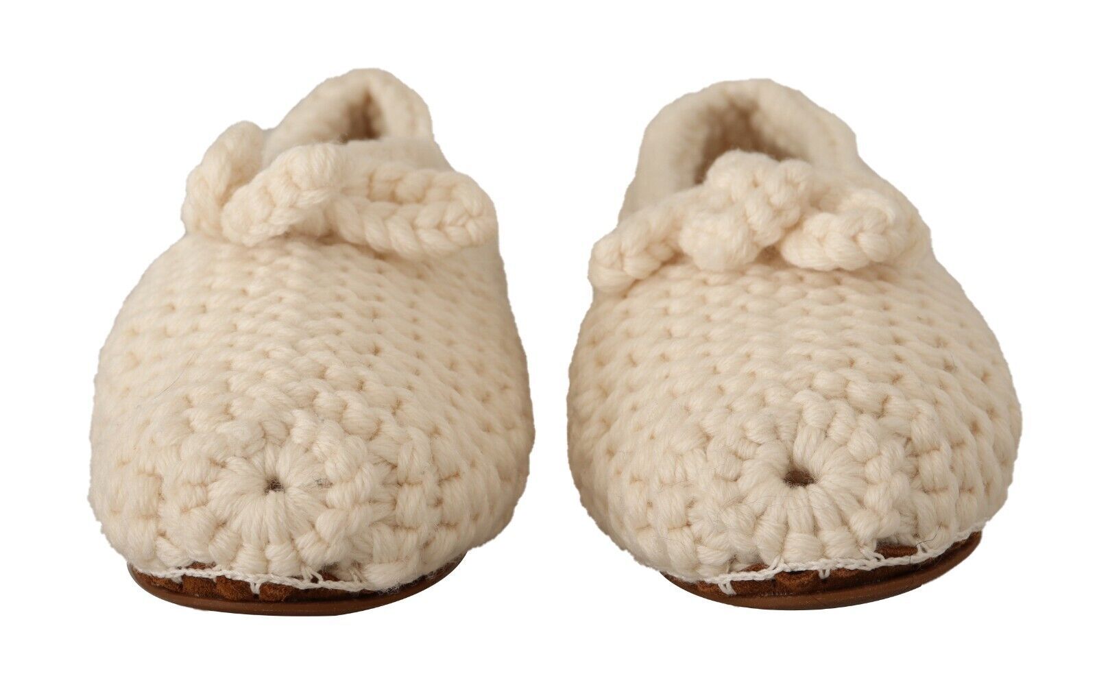 Chaussures ballerines blanches Dolce & Gabbana en laine tricotée, chaussures slip-on élégantes pour femmes.