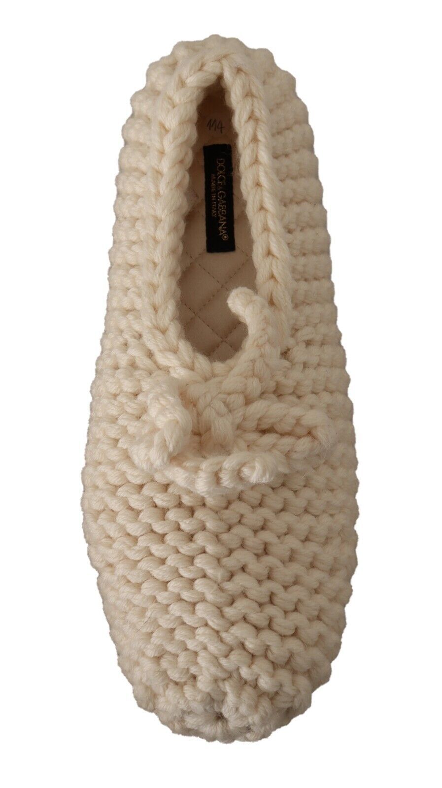 Chaussures ballerines Dolce & Gabbana blanches en laine tricotée, chaussures faciles à enfiler et élégantes.