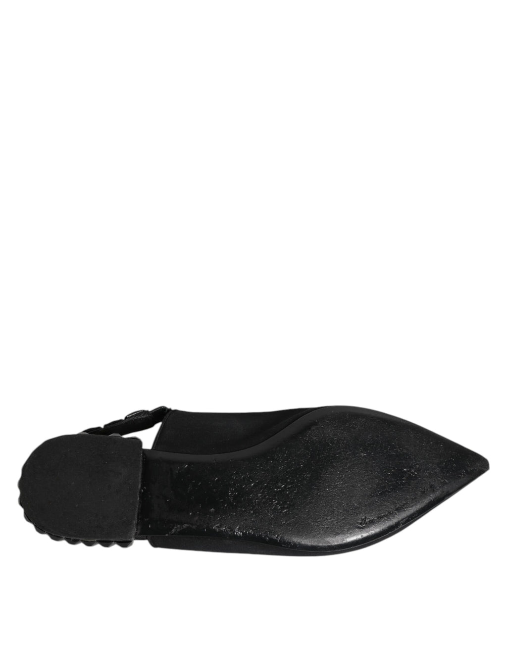 Chaussures Dolce & Gabbana en satin noir avec cristaux, chaussures à talons avec bride arrière, élégantes et sophistiquées.