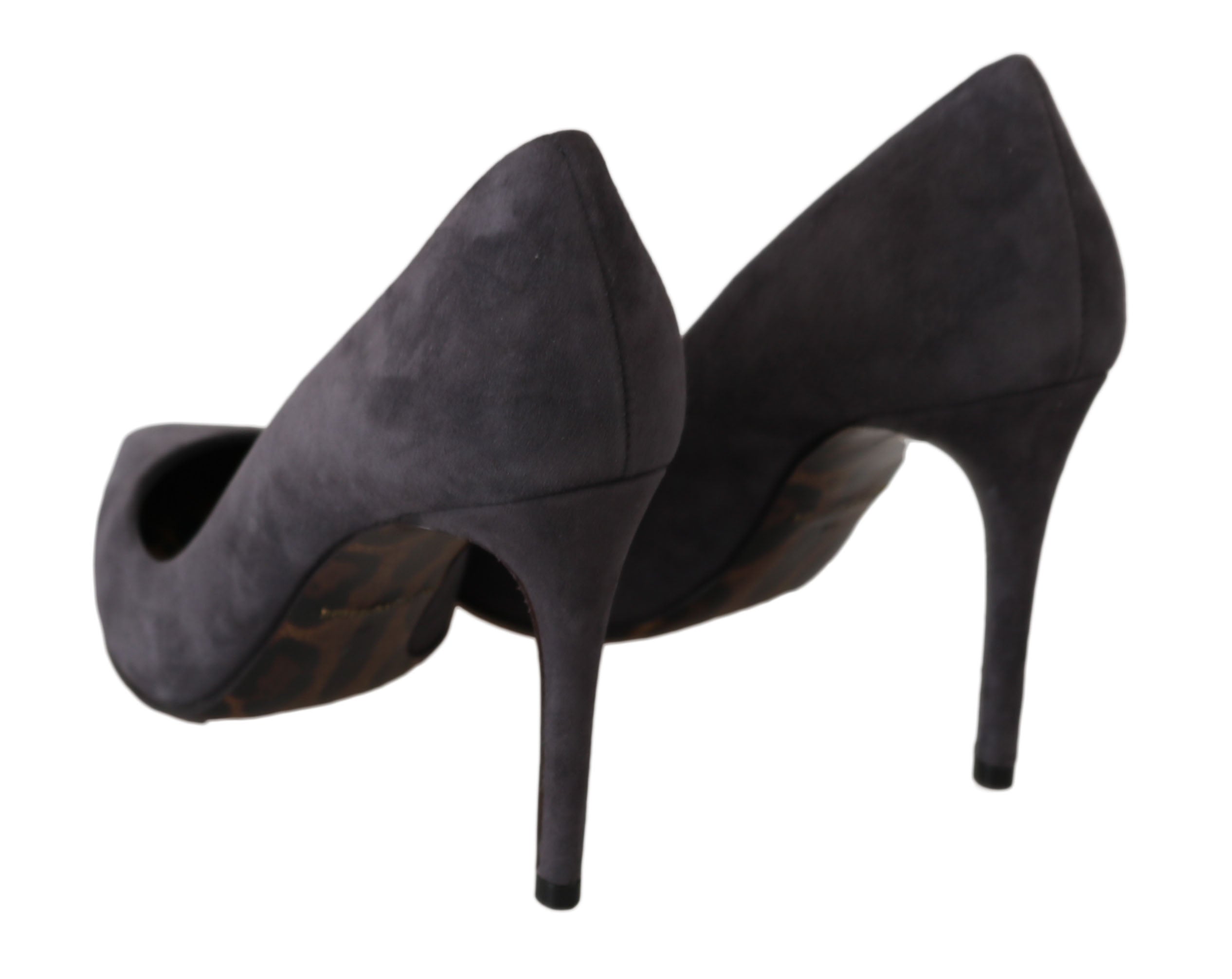 Chaussures à talons stilettos Dolce & Gabbana en cuir suédé gris, élégantes et sophistiquées pour femmes.