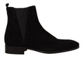 Bottes Chelsea pour hommes en cuir suédé noir de Dolce & Gabbana, style élégant avec semelle en caoutchouc.