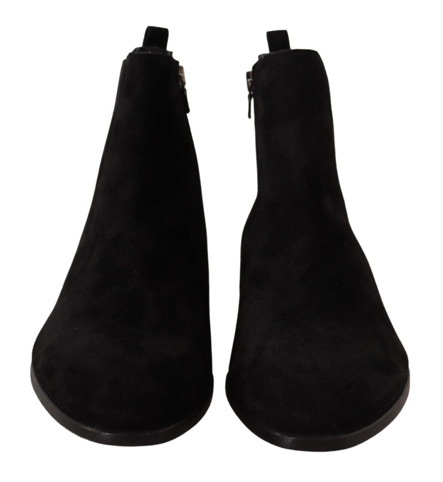 Bottes Chelsea pour hommes en daim noir Dolce & Gabbana, semelles en cuir, style élégant et moderne.