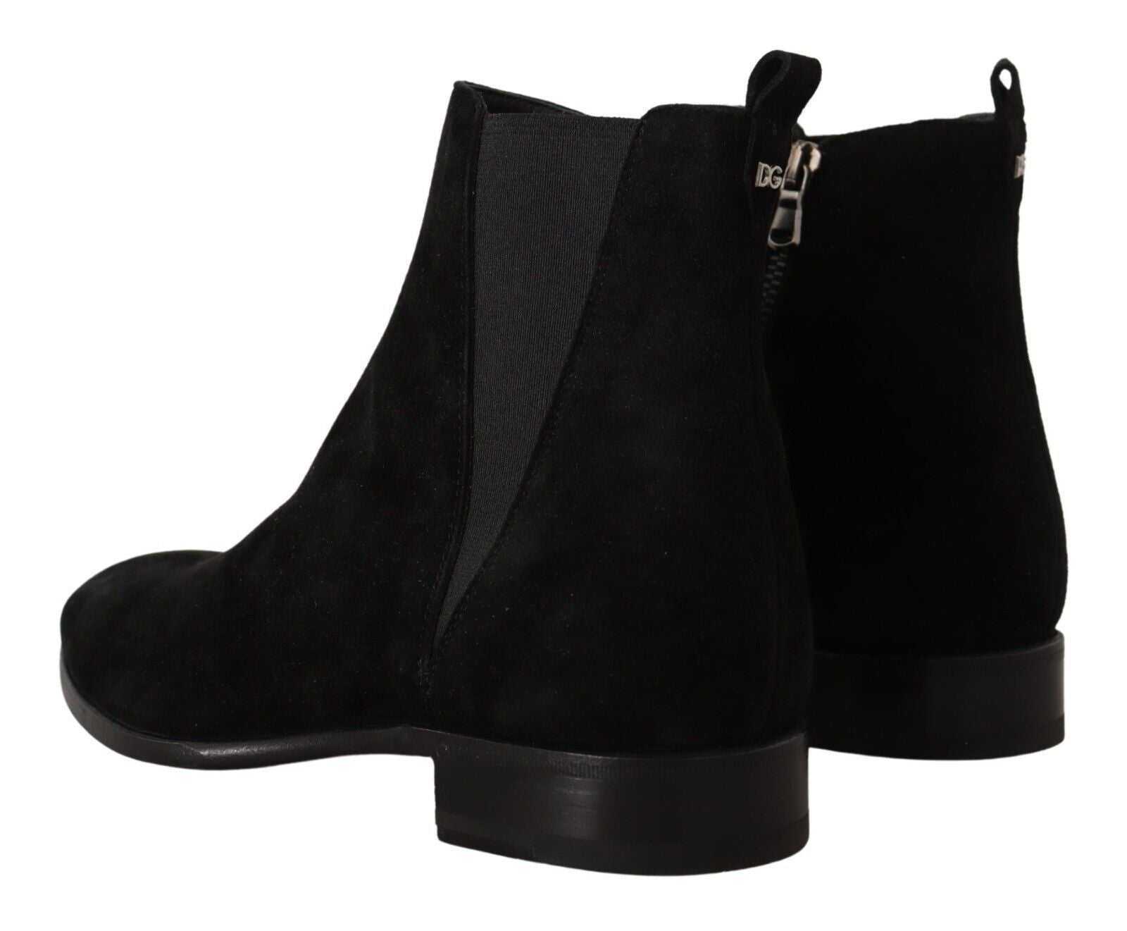 Bottes Chelsea pour hommes en cuir suédé noir de Dolce & Gabbana, style élégant et moderne.