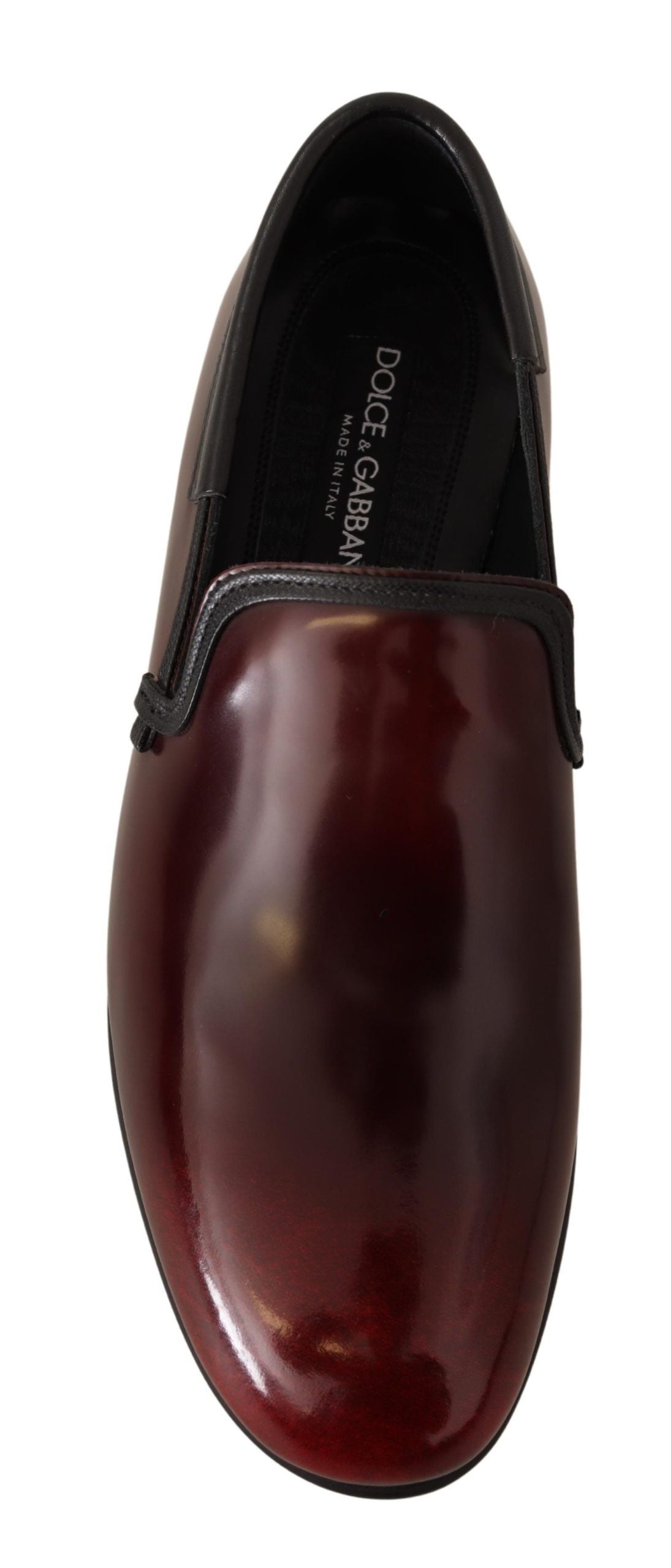 Chaussures loafers en cuir verni bordeaux Dolce & Gabbana, chaussures élégantes pour homme.