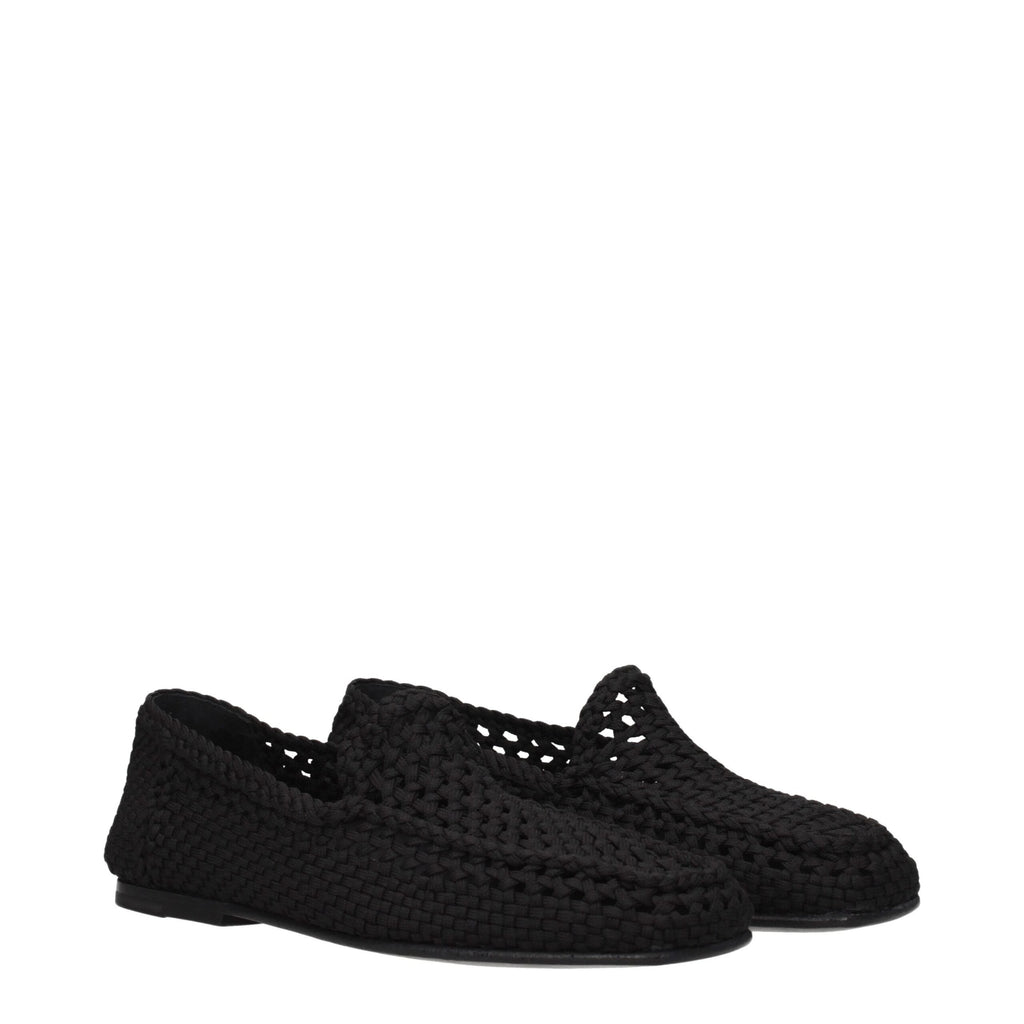 Mocassins noirs en tissu Dolce & Gabbana, chaussures slip-on élégantes pour homme, avec finition soignée et design contemporain.