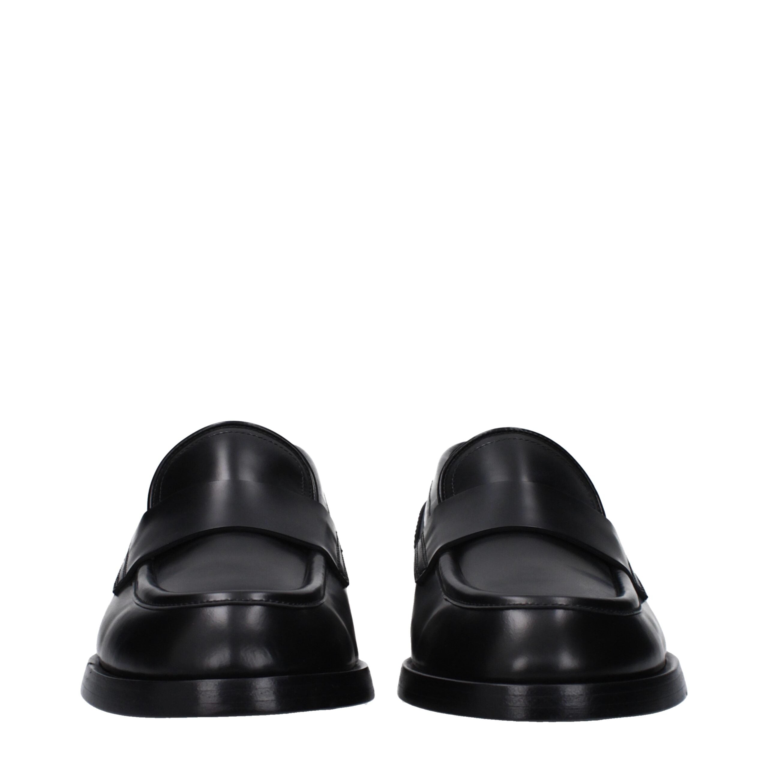 Mocassins en cuir noir Dolce & Gabbana, chaussons slip-on élégants pour homme, avec finition lisse et semelle en caoutchouc.