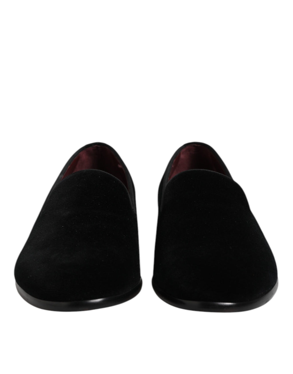 Chaussures formelles Dolce & Gabbana en velours noir, mocassins slip-on élégants pour homme.