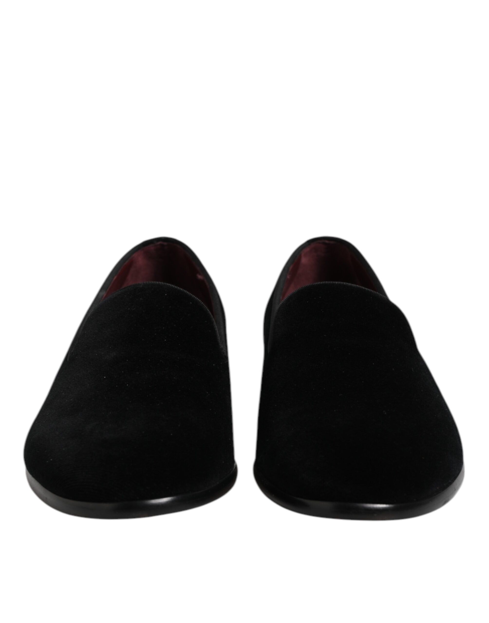 Chaussures formelles Dolce & Gabbana en velours noir, mocassins slip-on élégants pour homme.