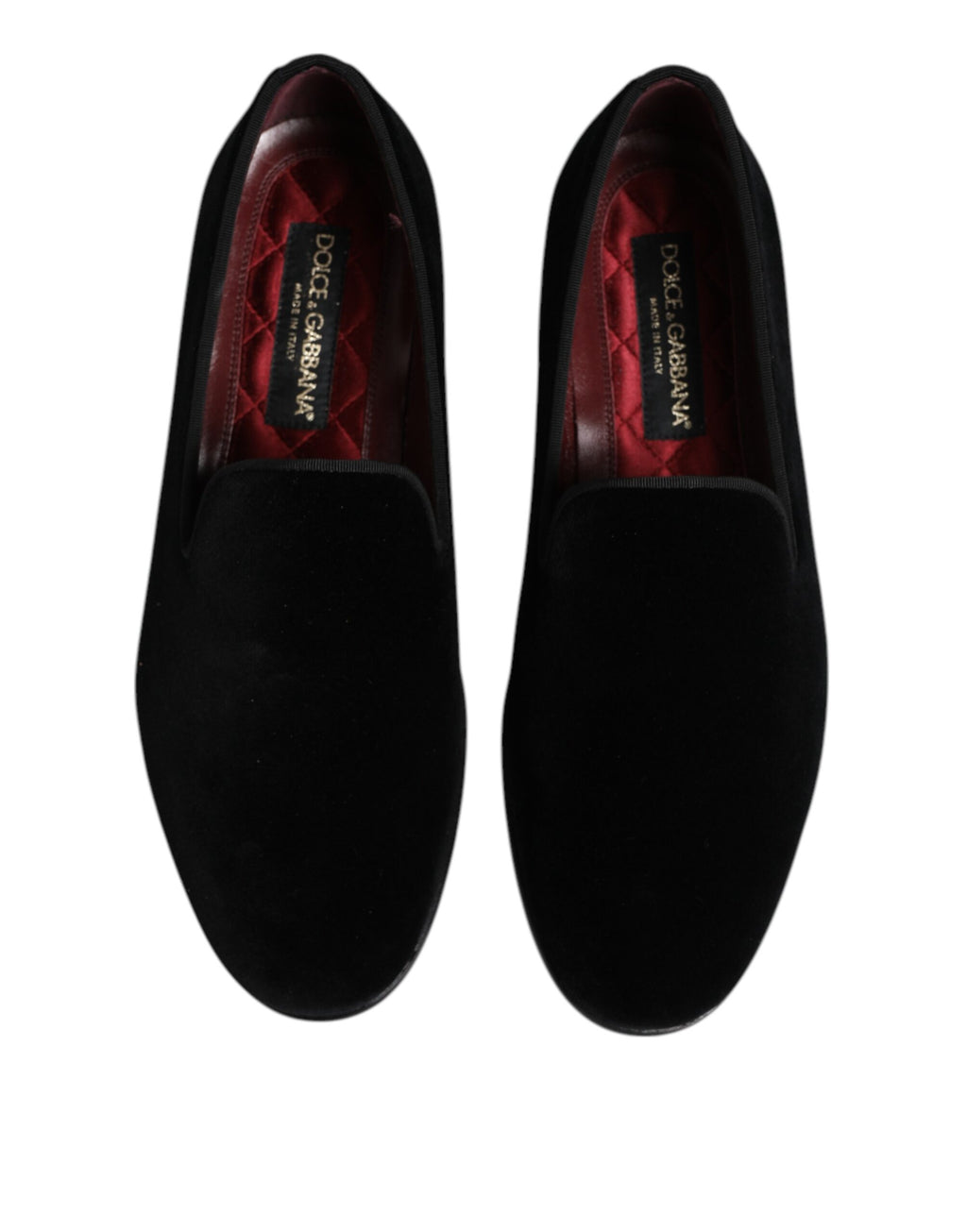 Mocassins en velours noir Dolce & Gabbana, chaussures formelles slip-on élégantes pour homme.