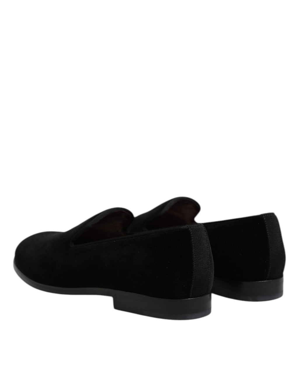 Chaussures formelles Dolce & Gabbana en velours noir, mocassins slip-on élégants pour homme.