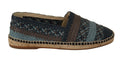 Chaussures espadrilles Dolce & Gabbana en cuir bleu gris, slip-on Buffalo avec semelle en corde, style décontracté et élégant.