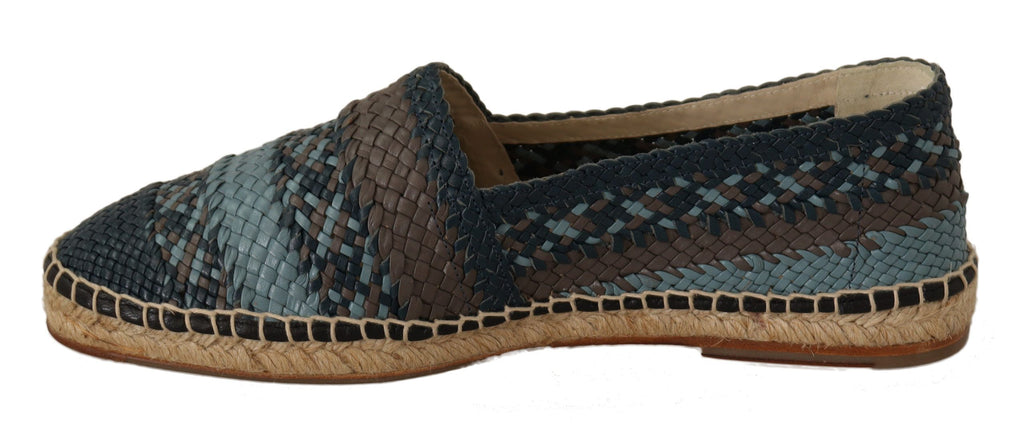 Chaussures espadrilles Dolce & Gabbana Buffalo bleu gris sans lacets, style slip-on, en tissu avec semelle en corde.