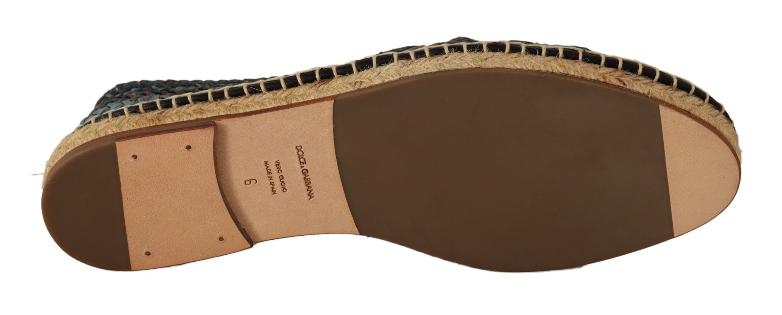 Chaussures espadrilles Dolce & Gabbana Buffalo bleu gris sans lacets, élégantes et confortables, visibles en gros plan.