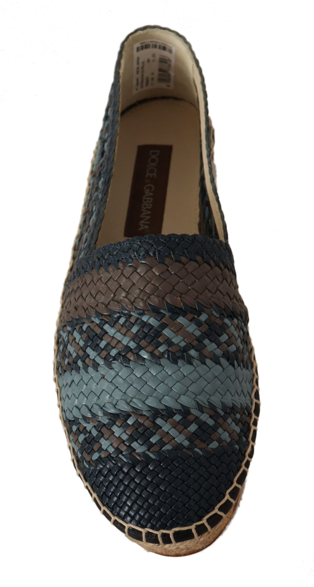 Chaussures espadrilles Dolce & Gabbana Blue Gray Slip On Buffalo, chaussures légères en toile gris bleuté.