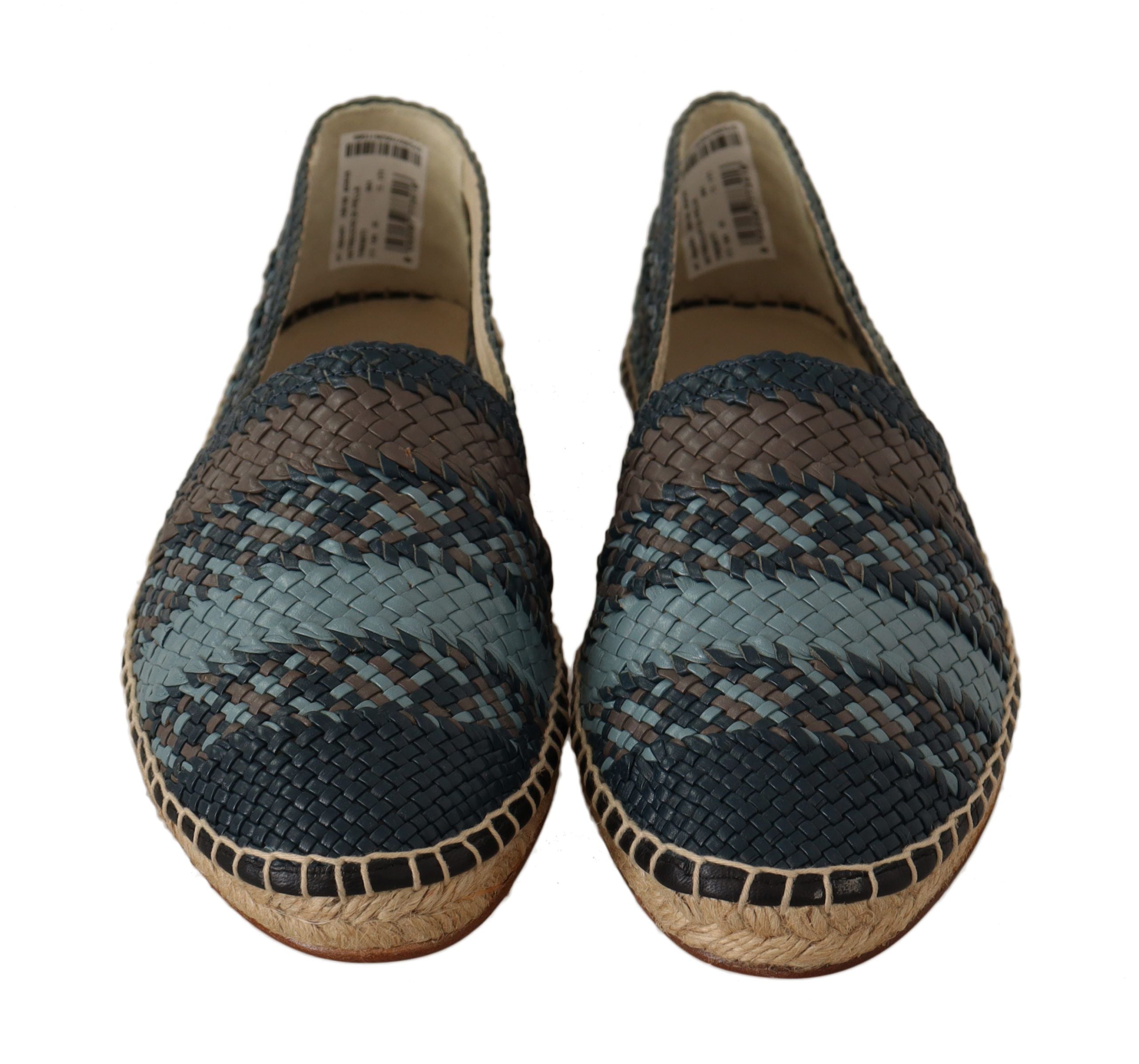 Chaussures espadrilles Dolce & Gabbana Buffalo à enfiler bleu gris pour homme, en toile avec semelle en corde.