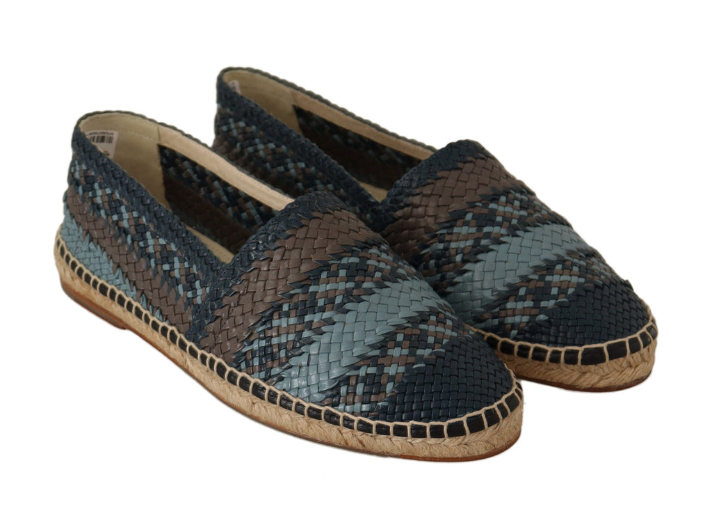 Chaussures espadrilles Dolce & Gabbana slip-on en buffle bleu et gris, look élégant et confortable.