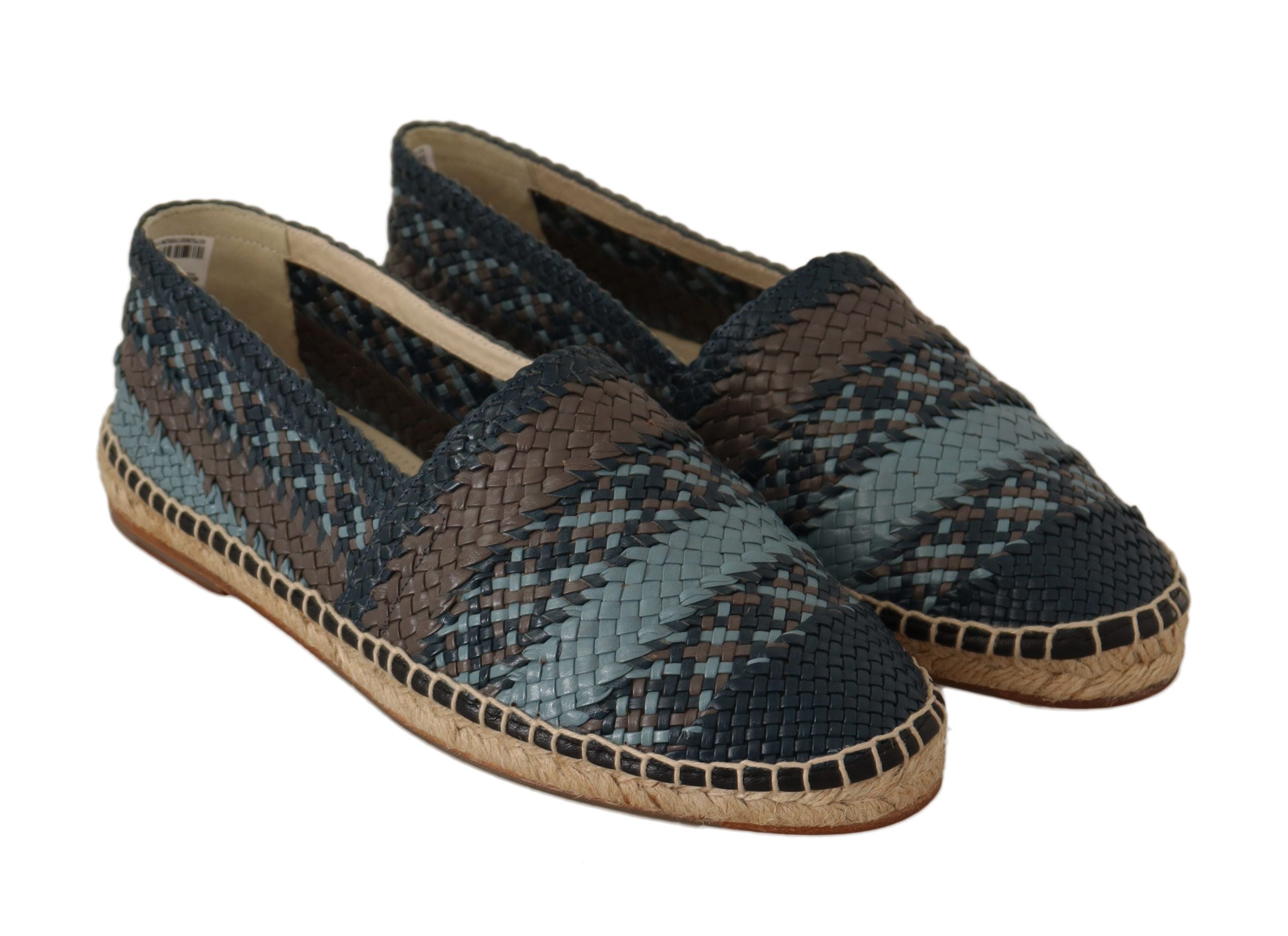 Chaussures espadrilles Dolce & Gabbana slip-on en buffle bleu et gris, look élégant et confortable.