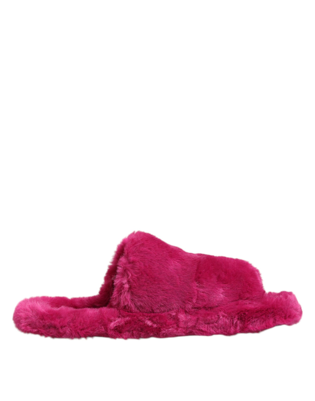 Sandales homme Dolce & Gabbana en acrylique rose avec fausse fourrure, semelle plate et design élégant.