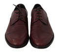 Chaussures Derby en cuir rouge Bordeaux de Dolce & Gabbana, chaussures formelles élégantes pour homme.