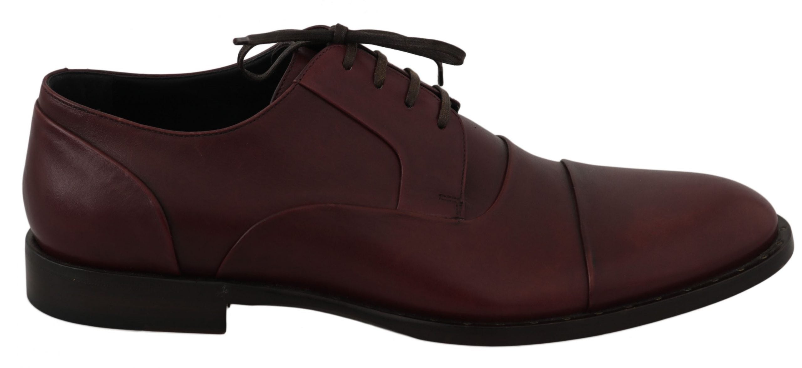 Chaussures Derby en cuir rouge Bordeaux de Dolce & Gabbana, chaussures formelles élégantes pour homme.