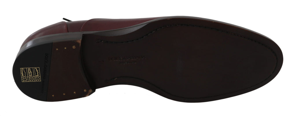 Chaussures Derby en cuir rouge Bordeaux de Dolce & Gabbana, chaussures formelles élégantes pour homme.