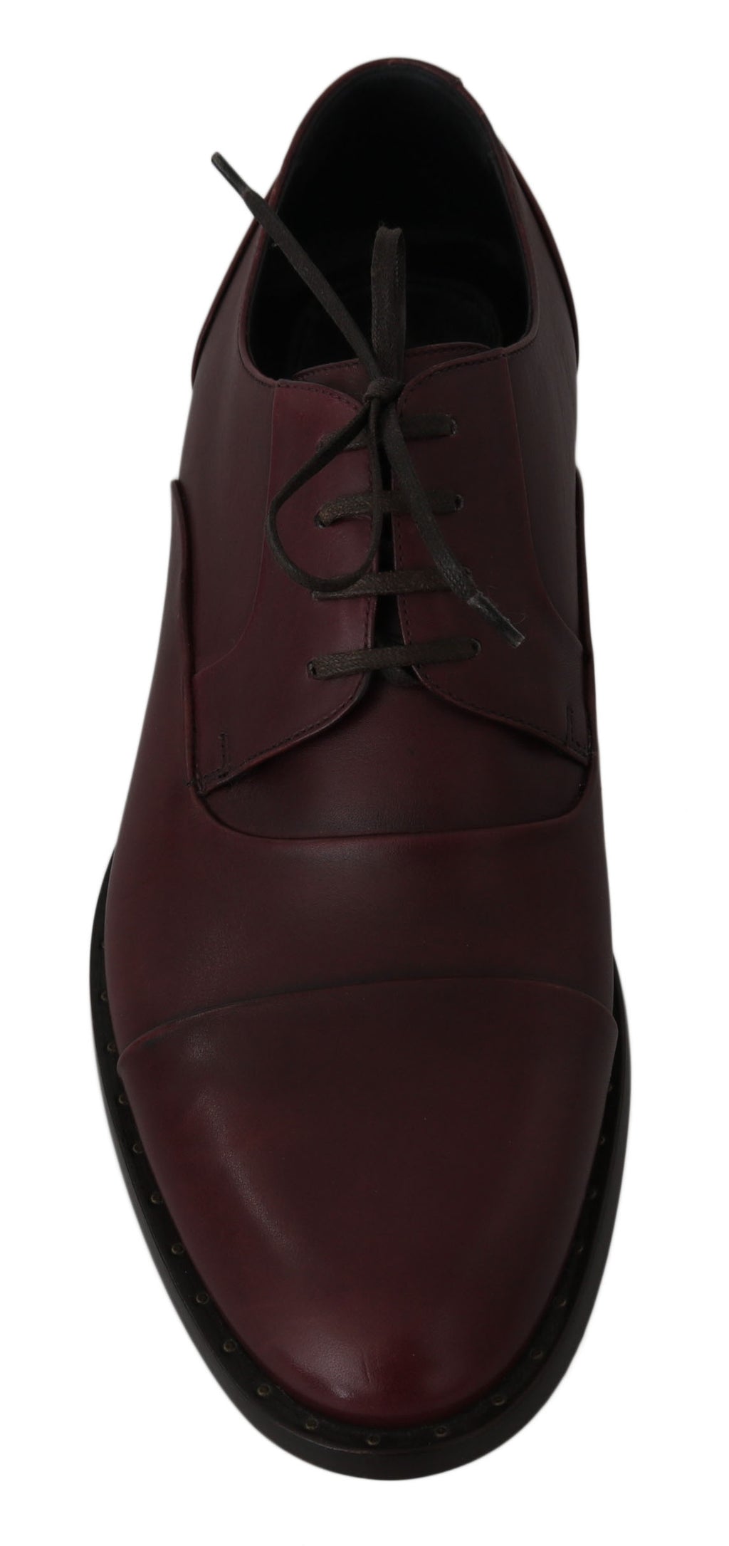 Chaussures Derby en cuir rouge Bordeaux de luxe Dolce & Gabbana, style formel et élégant pour homme.