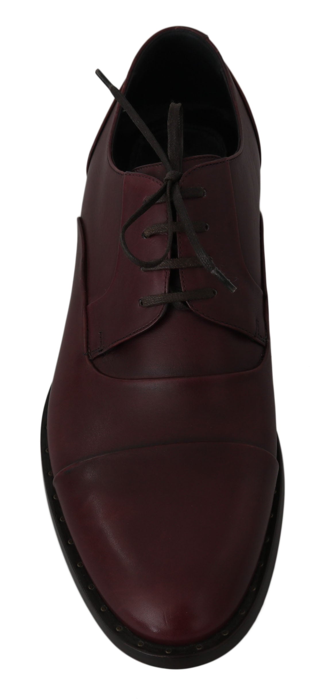 Chaussures Derby en cuir rouge Bordeaux de luxe Dolce & Gabbana, style formel et élégant pour homme.