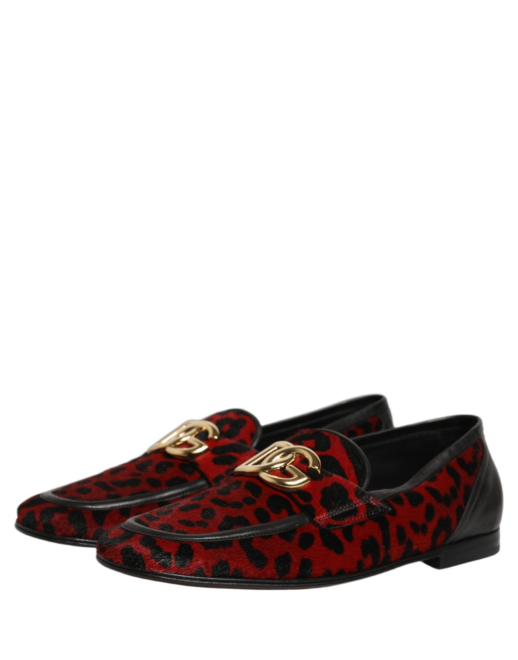 Chaussures mocassins Dolce & Gabbana en cuir pony à imprimé léopard rouge, élégantes et stylées.
